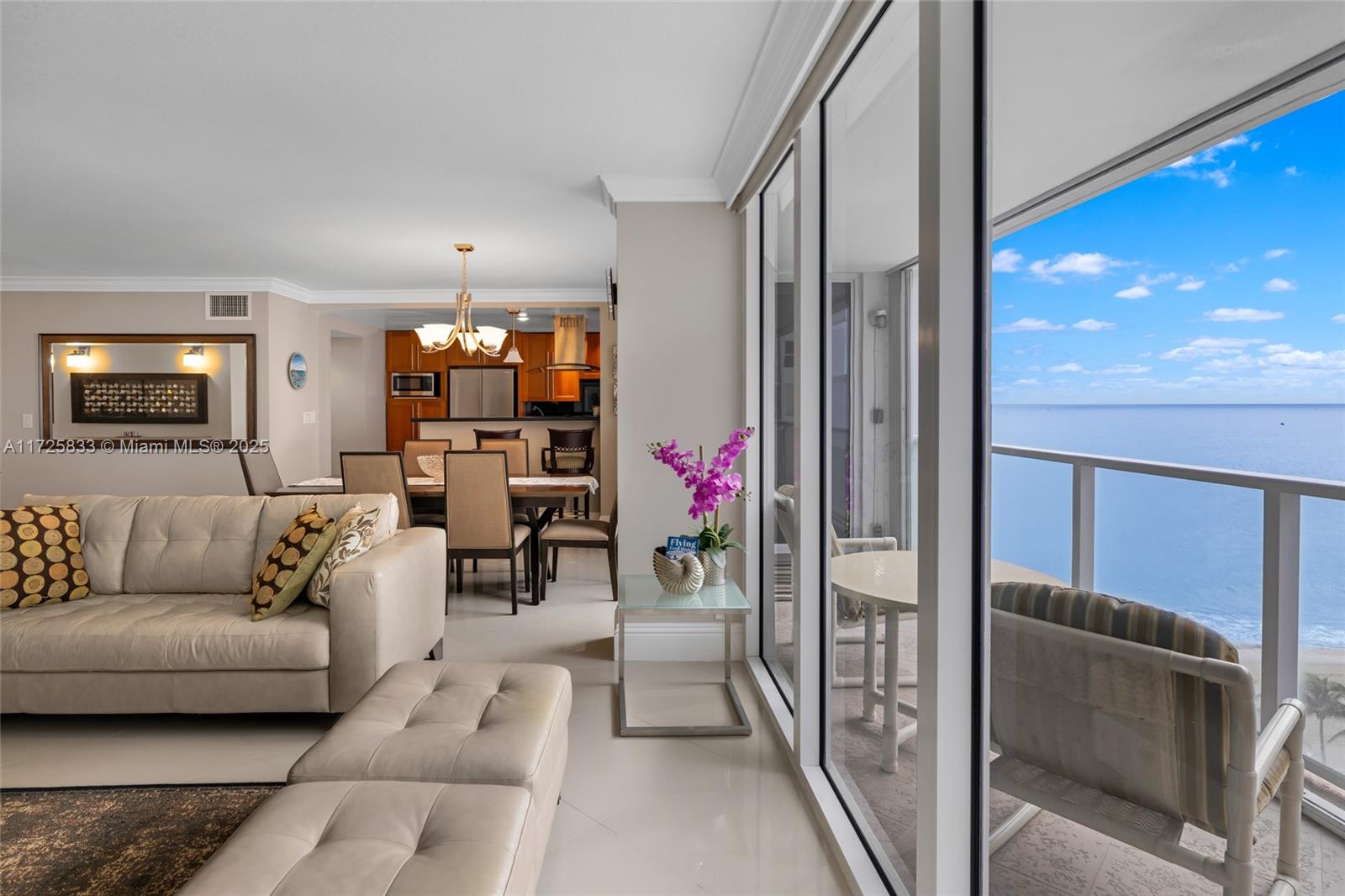 Move right into this fully renovated beachfront condo, a great value! Beautiful ocean views. Enjoy the ultimate coastal lifestyle. A semi-private elevator opens to a grand double-door entrance, to a generous living space. The open kitchen features sleek granite counters & stainless steel appliances. There is a spacious balcony, full-size washer/dryer, closet systems, and floor-to-ceiling hurricane-impact windows. This exceptional residence includes 1 garage parking spot & storage unit. Luxury Bldg w/24 hr door person, valet, fitness room, saunas, golf putting green, beach chairs, a guest suite to rent for guests & more. Listing is subject to errors, changes, & omissions without notice, information in this listing is not warranted or guaranteed & must be confirmed by buyer.