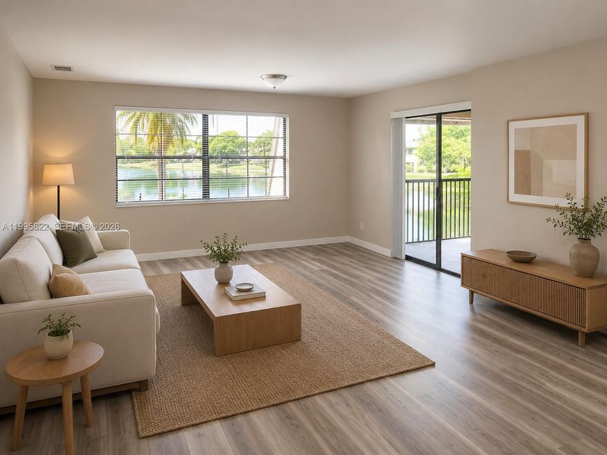 Beautiful and spacious 3-bedroom, 2-bath condo with stunning lake views. This bright unit features laminate flooring in the living areas, a large kitchen with breakfast/dining area, and an abundance of storage throughout, including a huge walk-in closet in the primary bedroom.

Located in a well-maintained community offering great amenities, including a pool, tennis courts, and plenty of parking. Excellent location just minutes from the intersection of Oakland Park Blvd and Pine Island Rd, close to shopping, dining, and major roads.

Tenant occupied until 10/20/2026 paying $2,350/month. 24-hour notice required for showings