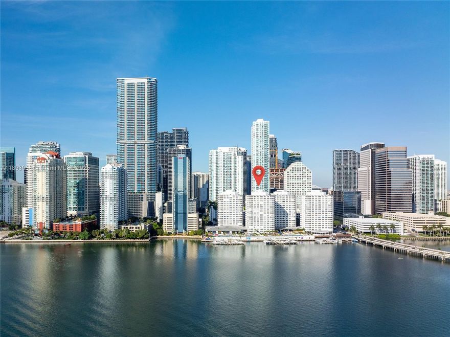 Now available in the Four Ambassadors. One of the largest units in the building with 2,783 sq ft and direct views of the intracoastal. 3 Bedrooms and 3.5 Bathrooms with a desirable, spacious split floor plan. Two separate entrances lead to two primary suites with large bathrooms and plenty of closet space. The unit was recently updated featuring a larger, open living area, kitchen with quartz countertops, washer and dryer in unit, and porcelain tile. Four Ambassadors has an incredible location that is walking distance to some of Brickell's finest dining, Brickell City Centre, Brickell Key, and Brickell's best entertainment. This unit also has zoning to allow an office. The building also has a lobby bar, a pool bar along with pool, marina, gym, salon, coffee shop, grocery, and more.