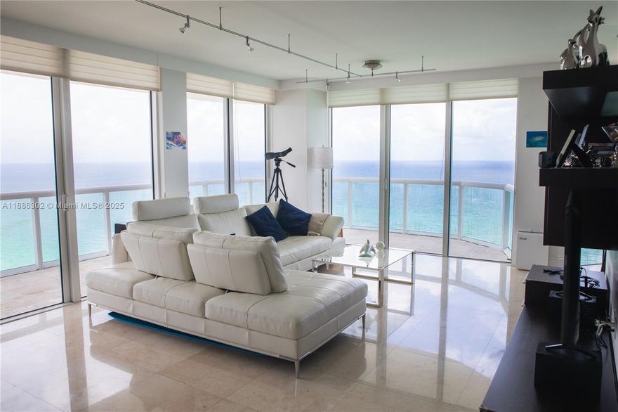 Undoubtedly one of the very best views in South Florida. Panoramic views of the ocean, city and bay. European style kitchen with stainless steel appliances, granite countertops. Corner unit, washer and dryer in the unit, wrap around balcony, assigned parking space. Racketball, tennis courts, gym, beach service and more. !Excellent location, 5 minutes away from Bal Harbor and 10 minutes from South Beach!