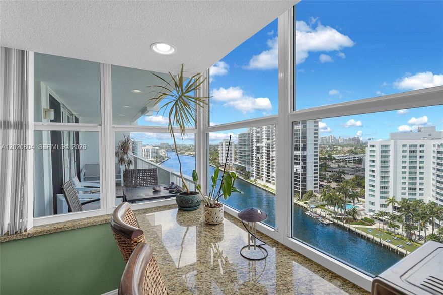 Experience elevated waterfront living in this beautifully upgraded 17th-floor 2BR/2BA residence with breathtaking panoramic Ocean, Direct Intracoastal, and City Skyline views from your private balcony. Boat activity by day & stunning sunsets by night in one of Ft Lauderdale’s most desirable waterfront locations near Beach, Las Olas Blvd, Galleria Mall, Birch State Park, dining and shopping. Semi-private elevator entry and 24-hour security welcome you into this spacious residence featuring rectified porcelain flooring throughout main living areas, bamboo flooring in bedrooms, complete floor-to-ceiling hurricane-impact windows & doors, abundant natural light, built-in desk area. The renovated kitchen showcases stone countertops, Medallion wood cabinets, recessed lighting, premium Thermador built-in oven and microwave, Electrolux fridge. LG washer/dryer. Wake up to ocean views from the bedrooms, spacious primary suite with walk-in closet. 2 parking spaces. Storage unit. 

Residents enjoy resort style amenities including a heated rooftop pool w/ panoramic views, fitness center, newly opened sauna, BBQ grills, community room, pet park. Drop-off boat dock. 50-year inspection is completed. Major building improvements include pool, updated electrical and plumbing systems, new elevator, renovated lobby, and numerous additional capital improvements. Exceptional opportunity for a primary residence, seasonal getaway, or waterfront investment in the heart of Fort Lauderdale.