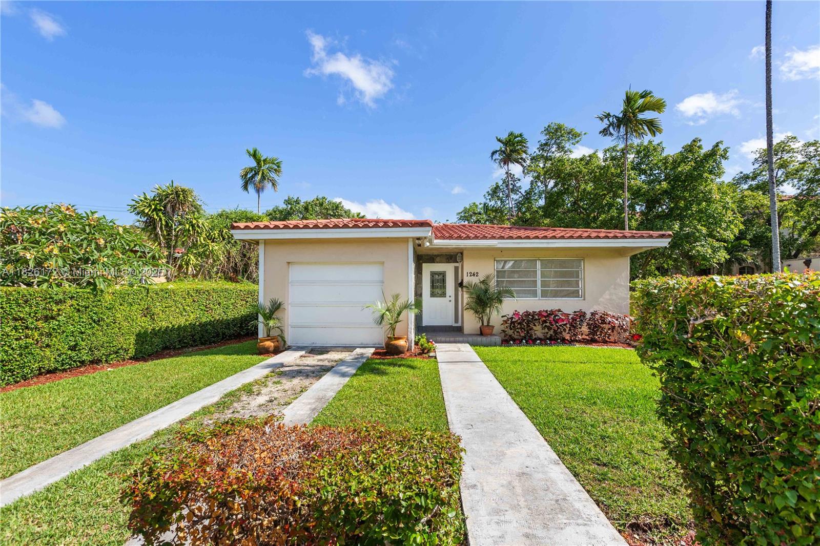 Full of natural light this pretty 3-bedroom, 2-bath home is located around the corner from the church of Little Flower. It has tile floors, window shutters and a lovely little yard in a peaceful setting. White kitchen with stainless steel appliances is open to the family room. Walk to the Biltmore, Venetian pool and drive 5 minutes to downtown Coral Gables. Furnished it and make it your own. Priced to sell!