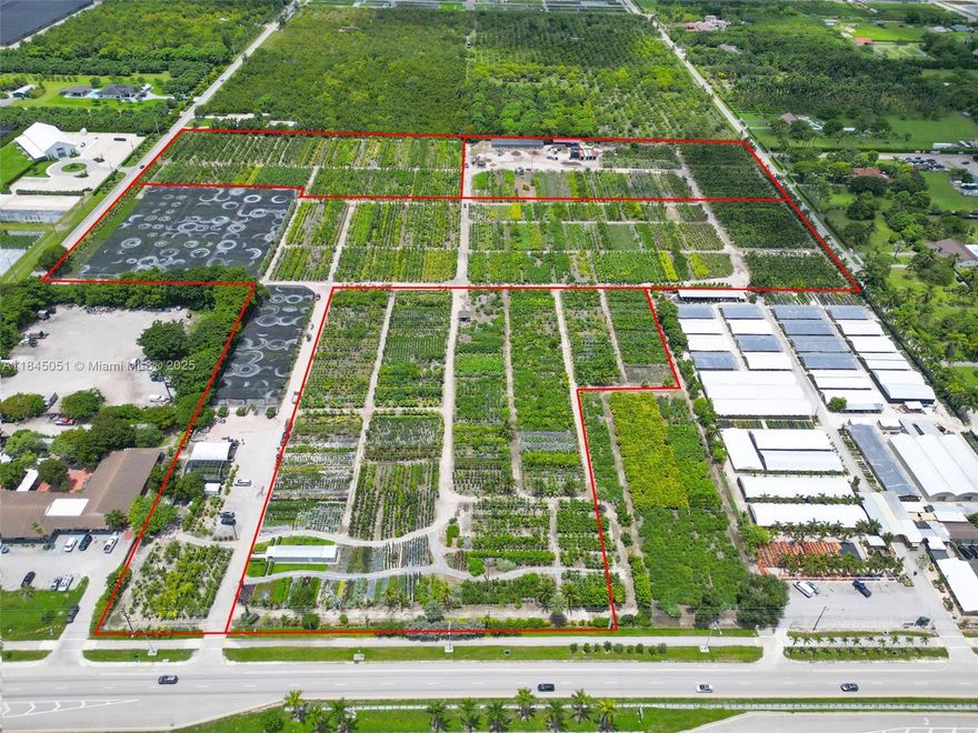 KROME AVE TURN KEY 27.61 ACRES MULTIO FOLIO PROPERTY W/ 527 FEET FRONTAGE & ANOTHER 333 FEET FRONTAGE ON SW 192 ST. THIS TURNKEY NURSERY OUTFIT INCLUDES APPROX. 2.5 MIL INVENTORY, OFF STREET PARKING, 4 FOLIO'S, ALL INVENTORY (SUN & SHADE), EQUIPMENT (SEE PHOTO'S), A/C OFFICE W/ BATHROOM & CONF ROOM, MIST HOUSES W/ BENCHES, STORAGE CONTAINERS/SHEDS, & DIESEL IRRIGATION, ALL SITTING ON THE KROME CORRIDOR. THIS IS ALL ABOUT THE LOCATION & OPPORTUNITY TO BUY A COMPLETE NURSERY SET-UP, WHILE ENJOYING THE POTENTIAL OF A KROME AVE BUSINESS. YOU CAN ALSO CREATE AN ENTRANCE OFF OF 188 ST AS THERE IS ADDTIONAL 333 FEET OF FRONTAGE. THE KROME CORRIDOR IS ON THE GROUND FLOOR FOR AGRI-TOURISM. CALL TODAY ABOUT THIS AMAZING OPPORTUNITY. BY APPOINTMENT ONLY.