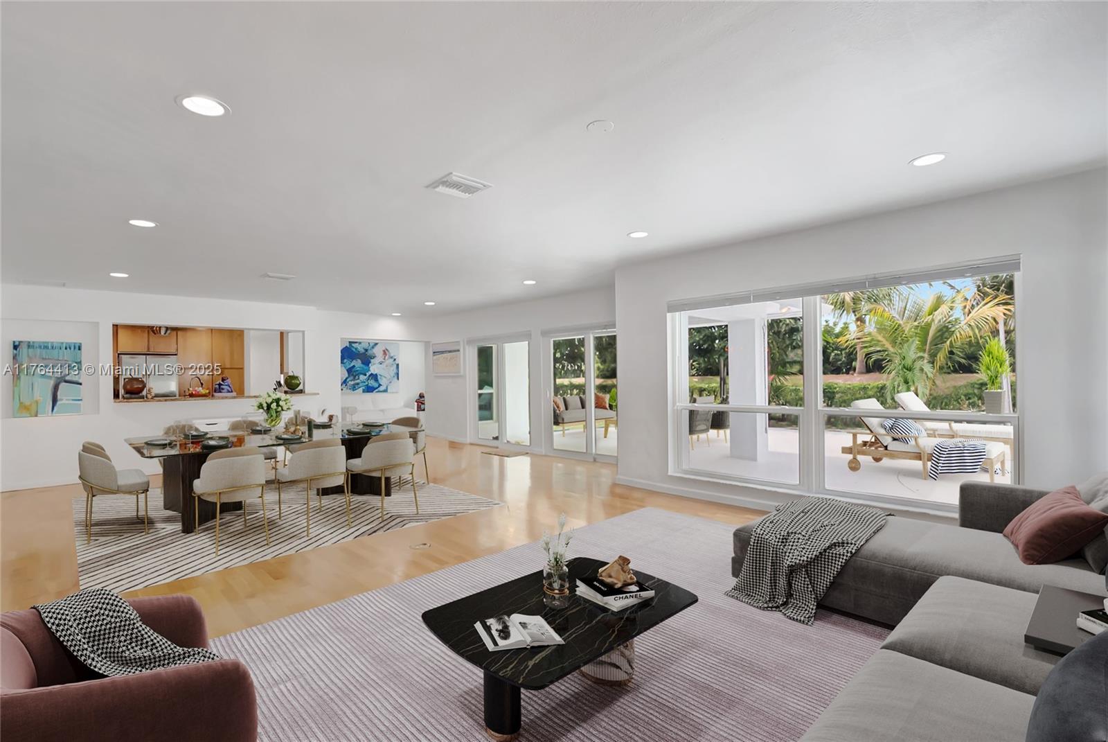 Stunning one-story Dream family home with a BRAND NEW ROOF boasting a 25-year warranty,offering immense benefits. The House has a converted garage providing a versatile 4th bedroom or the option to revert to a garage,tailoring the space to your needs.Ample kitchen w/abundant wood cabinetry,granite countertops,stainless steel appliances,seamlessly overlooking & connecting to an expansive family room that flows to the pool/patio area.Oversized backyard,ideal for entertaining,w/fruit trees+prime golf course frontage offering incredible views & refreshing breezes.Home features anti-theft impact glass windows.Bathrooms shine with new vanities. 2 A/C units,fully renewed electrical wiring, & lighting.Centrally located,just minutes from Town Center Mall and pristine beaches. A true Boca Raton gem!