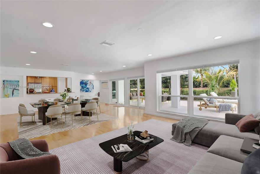 Stunning one-story Dream family home with a BRAND NEW ROOF boasting a 25-year warranty,offering immense benefits. The House has a converted garage providing a versatile 4th bedroom or the option to revert to a garage,tailoring the space to your needs.Ample kitchen w/abundant wood cabinetry,granite countertops,stainless steel appliances,seamlessly overlooking & connecting to an expansive family room that flows to the pool/patio area.Oversized backyard,ideal for entertaining,w/fruit trees+prime golf course frontage offering incredible views & refreshing breezes.Home features anti-theft impact glass windows.Bathrooms shine with new vanities. 2 A/C units,fully renewed electrical wiring, & lighting.Centrally located,just minutes from Town Center Mall and pristine beaches. A true Boca Raton gem!