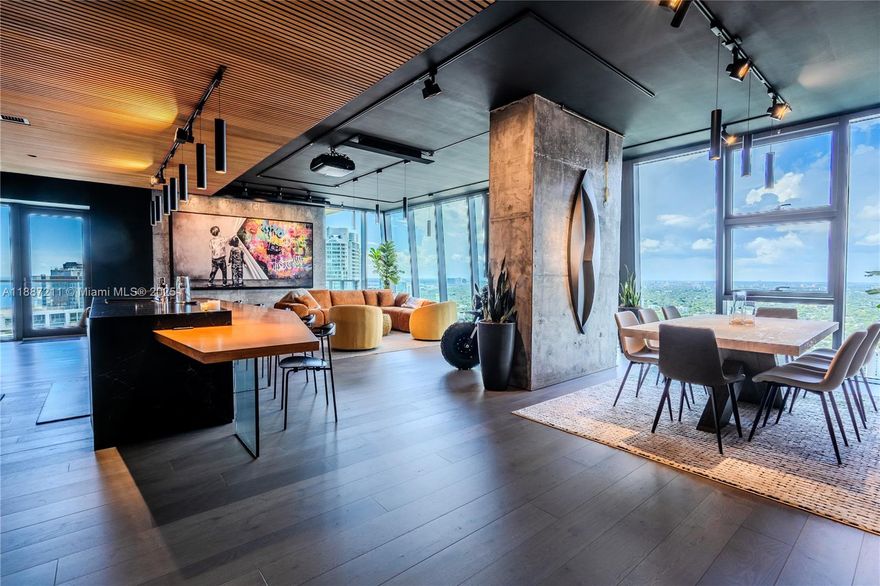 A Masterpiece in the Sky at Echo Brickell. This stunning 3,012 sqft residence combines two 2-bedroom units into a sophisticated home. It features 4 bedrooms (one used as a home office), 3.5 bathrooms, with the option to add a 4th full bath. Every inch is crafted to perfection, with high-end wood flooring, ambient LED lighting, Rimadesio wardrobes, and bespoke finishes. The 270-degree panoramic views of Brickell Avenue capture the magic of the city—breathtaking by day, dazzling by night. With FOUR assigned parking spaces, sophistication meets convenience. Unit is rented until August 31 2026.