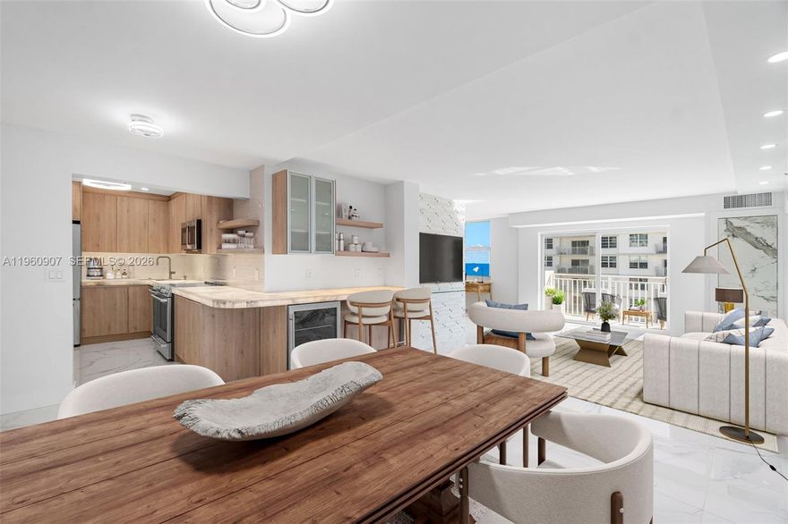 Exquisite New oceanfront residence with 2 bedrooms and 2 full baths, fully renovated and designed with impeccable attention to detail. Offering 1,100 SF located with direct ocean views at 4505. S Ocean.  Condominium amenities include an oceanfront pool and private beach access. Custom kitchen features Thermador appliances, illuminated quartzite lighting, countertops, and a wine cooler Bar top. The living and dining areas showcase designer finishes, LED ceiling lighting, and a striking custom glass fireplace wall. Both bedrooms offer custom closets, glass doors, and spa-inspired baths with European fixtures and finishes. The building offers a pool, gym, BBQ area, and assigned covered parking, and is located in an excellent area, ideal for full-time living or as a second home.