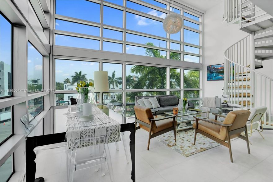 Perfect Investment Property in the Coveted South of Fifth Neighborhood. Discover luxury living in this expansive three-story penthouse loft, the largest and most private unit at Meridian 5, located in the coveted South of Fifth neighborhood, three blocks from the beach, with top dining and shopping. This tastefully furnished residence features a lower-level bedroom and full bath, a Primary Suite with its private terrace, and an exclusive rooftop deck with breathtaking views of the Miami skyline. Enjoy abundant natural light with 20-foot ceilings, motorized shades, and a modern kitchen with stainless steel appliances. With access to a sun-drenched pool and a deeded covered parking, this unit also offers rental potential of up to 12 times a year. Don’t miss out on this incredible opportunity