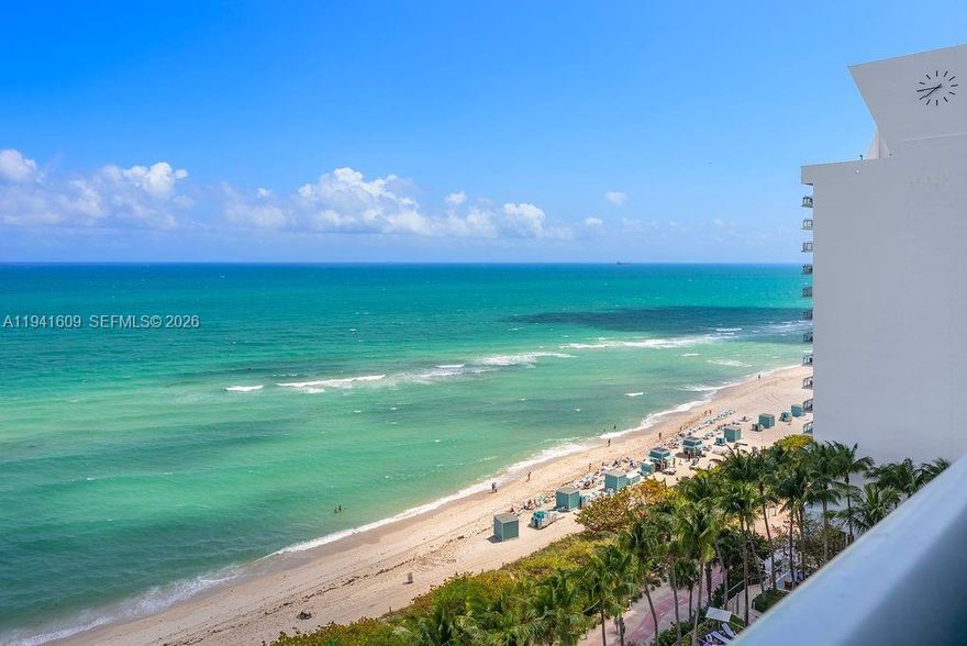 Direct oceanfront corner residence with expansive Atlantic views in the North Tower of Carillon Wellness Resort & Residences, widely regarded as the premier wellness property in South Florida. This 2BD/2BA NE corner home offers floor-to-ceiling ocean views, a private North Tower entrance & refined modern finishes throughout. The open kitchen features Italian cabinetry, marble flooring, Miele, Sub-Zero fridge and wine cooler. Ownership includes valuable Beach Club & Wellness Center memberships, providing full access to 9+ acres of oceanfront amenities: private beach club, four pools, a 70,000-SF fitness & facility, Pilates studios, 100's of daily fitness classes, hydrotherapy, sauna & steam, meditation gardens, Juice Bar, Michelin Pop-up and on-site wellness experts. A rare opportunity for true wellness-driven luxury living at the highest level.