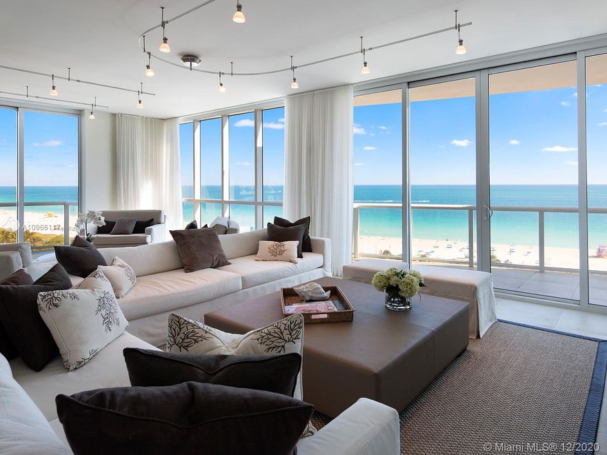 This ocean front combo residence offers expansive wide-open floor plan and high ceilings with unobstructed ocean views. Private foyer, open kitchen, unparalleled oversized Master Suite, 2 spacious Guest Suites and its own storage space. Natural lighting encompasses its 3.497 sq.ft. (324.9m2) of living space plus its wrap around terraces. Perfect for entertaining and automotive enthusiasts since it also offers 6 parking spaces (4 assigned and 2 valet). Continuum is an 12.5 acre luxury beachfront resort with concierge and valet services, security, Biometric recognition, gourmet restaurant, full service private beach, 3 har-tru tennis courts, multi-level gym and spa and much more.