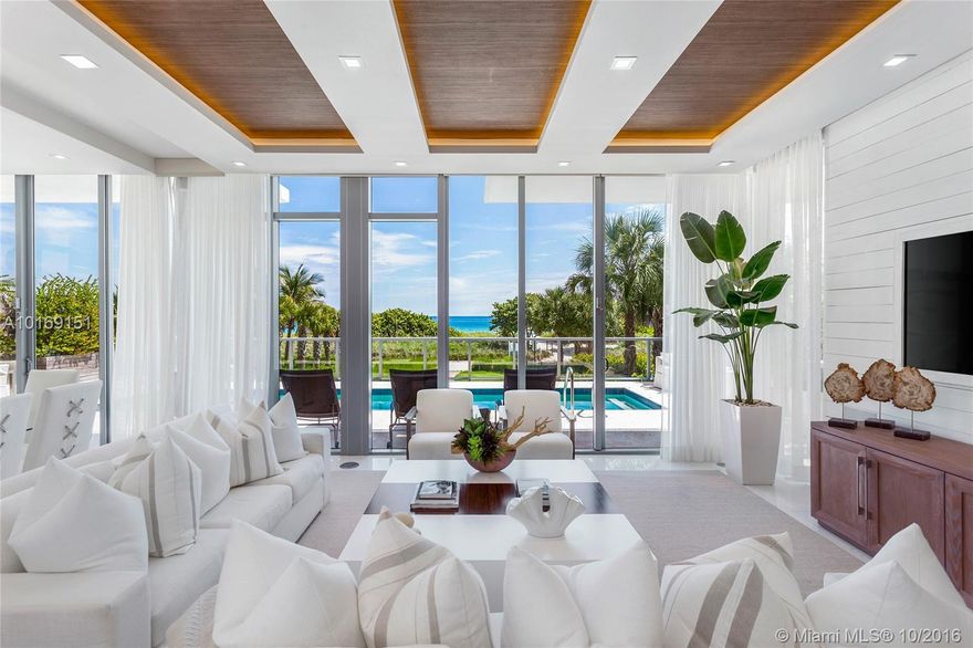 Beautiful newly constructed elegant and contemporary five story town-home on the ocean. Amazing ocean views with direct access. Grand 10ft ceilings, glass elevator, rooftop terrace with plunge pool and summer kitchen. Featuring modern touches, top of the line appliances, designer finishes through-out the home, no details were spared. Within walking distance of the Bal Harbour Shops, boutiques and great restaurants; exemplifying Florida living at its finest. Visit us! Sales model open!