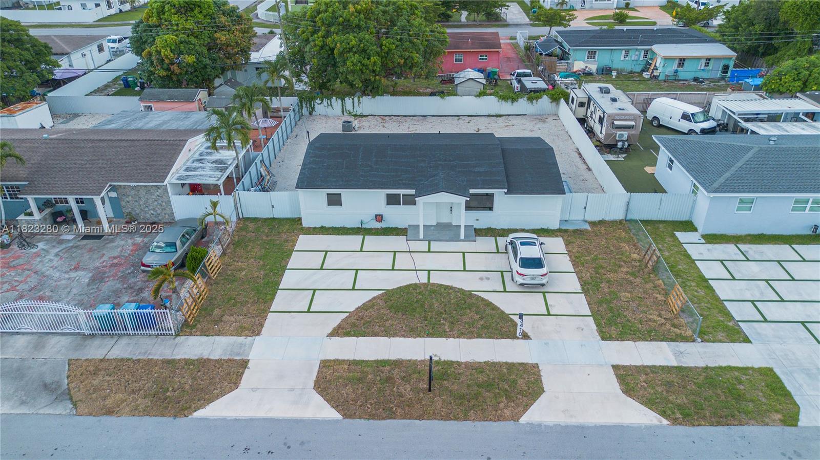 Stunning 3-bed, 2-bath home featuring a spacious open-concept layout with a modern island kitchen and sleek finishes. New roof, A/C in excellent condition, impact windows, and a surveillance system recently installed. Freshly painted inside and out with new grass, updated driveway, and a fully fenced backyard—perfect for kids and pets. Prime location near top schools, St. Thomas University, major highways, Hard Rock Stadium, shopping, and parks. Move-in ready—schedule your tour today!