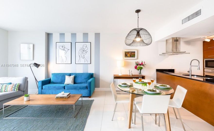 A rare, design-forward 43rd-floor residence at Icon Brickell, thoughtfully curated with a distinctly European sensibility that sets it apart from every other unit in the building. This fully furnished home is not simply turnkey—it is a composed living space where refined textures, layered materials, and understated elegance create a warm, sophisticated atmosphere against a backdrop of sweeping skyline and water views.



Every element has been intentionally selected, reflecting a timeless European approach to interiors—where comfort meets quiet luxury, and each room feels both elevated and livable. The result is a residence that feels collected rather than decorated, offering a level of character and depth rarely found in high-rise living.



In addition to its design pedigree, the property boasts a proven, high-performing short-term rental history and is fully approved for short-term leasing—making it equally compelling as a private retreat, pied-à-terre, or income-producing investment.



Icon Brickell, designed by Philippe Starck, delivers a true resort-style lifestyle with 24-hour concierge and valet, access to W Hotel services, and renowned on-site dining including Cipriani. Amenities rival those of a five-star resort, featuring a 300-foot infinity pool, a 28,000-square-foot fitness center, spa facilities, and resident entertainment spaces.



Located in the heart of Brickell, just moments from Brickell City Centre, Whole Foods, Mary Brickell Village, and Silverspot Cinema, this residence offers the ultimate blend of walkability, design, and lifestyle.



A truly distinctive home in one of Miami’s most iconic addresses.