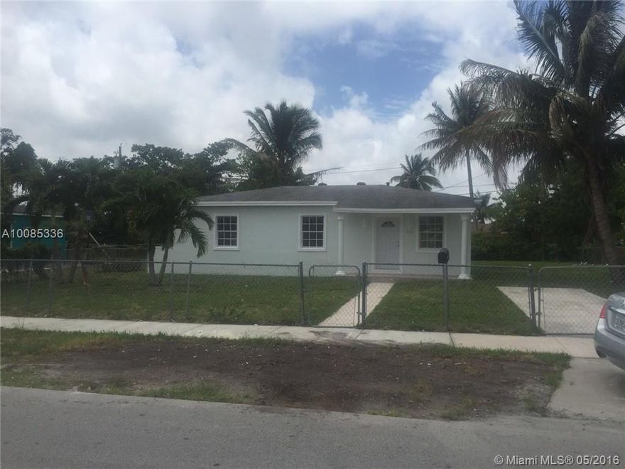 Completely remodeled home. This property features a 3 bedrooms, 1 bathroom on a huge fenced lot. Remodeled kitchen and bath. New paint interior and exterior, tile throughout the home. new light fixtures, central A/C and much more. Plenty of space in the backyard for a pool, playground or basketball court. Separate laundry room that can serve as laundry/storage room. Fenced front for privacy. Must see!