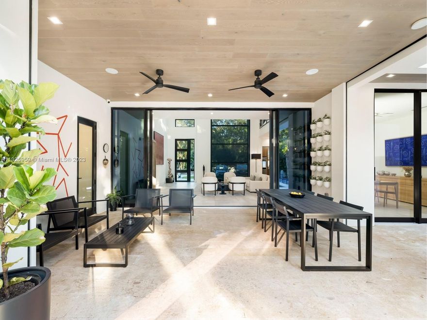 Modern Luxury in desirable High Pines. Newer Construction featuring open living spaces with high-volume ceilings, abundant natural light & top of the line finished. An impressive great room w/double height ceilings featuring kitchen, dining & living room w/sliding glass doors that open to the covered terrace, exterior pool & garden. Extraordinary Mia cucina kitchen w/Wolf appliances & a hidden walk-in pantry w/additional refrigerator & wine cooler. Downstairs main suite w/generous closet & bath, and office w/built-ins. 4 additional ensuite bedrooms & family room with custom built ins upstairs. Nice lawn area and meticulous landscaping. 2 laundry rooms, , electric blinds, ample motorcourt. Even the 2 car garage w/custom storage is spotless! Walk to shops, restaurants and Sunset Elementary.