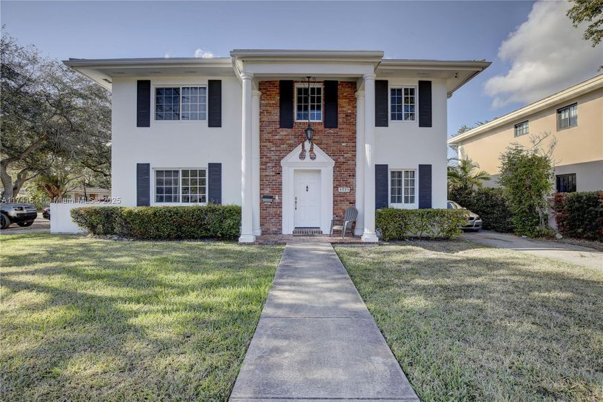 Fabulous Coral Gables location just steps away from the University of Miami and US1 within close proximity of shops, restaurants, and the metro. Prime Gables investment opportunity on a 7500sf lot; this duplex is ideal for immediate income generation or redevelopment opportunities. Each 2100sf+ unit has 4 beds and 2 baths, spacious living areas lots of natural light, closet space, and is tiled throughout. Separate entrances with 2 driveways. Property zoned for 2-9 units. Both units are currently rented through the 2025-2026 academic year. Separate electric & water meters for each unit. Total monthly rental income is $12K for both units.