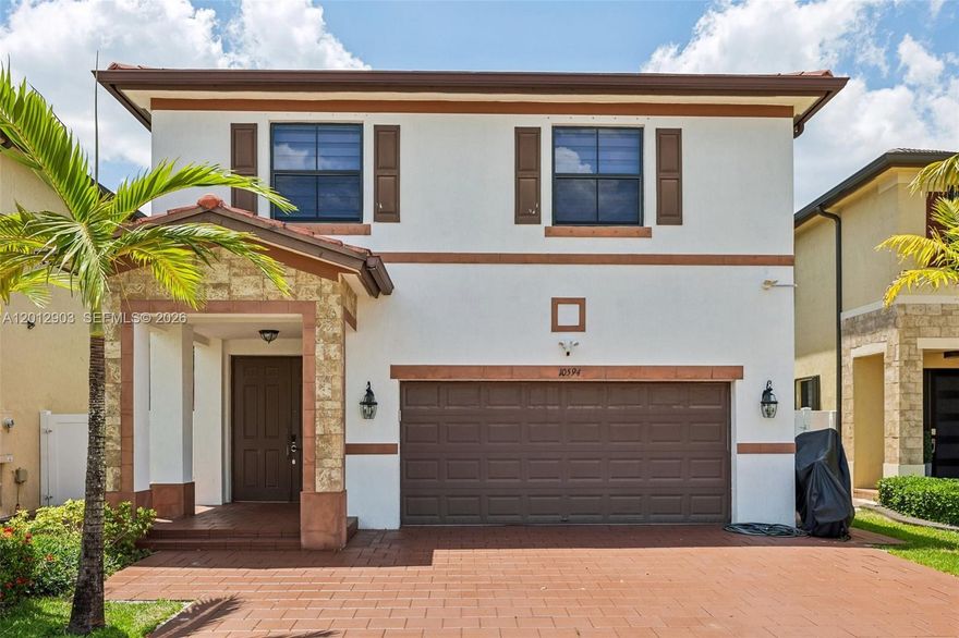 Welcome home to this spacious 5 bedroom, 4.5 bathroom home in the private, gated community of Aquabella. Ideal layout with almost 3,000 sq ft of living space with tons of natural light. Downstairs features a foyer with formal living/dining room, half bathroom, generous kitchen with stainless steel appliances and family room with title throughout the first floor. Upstairs features all 5 bedrooms, including primary ensuite with walk in closet and washer and dryer. Aquabella is a gated community in Hialeah with resort style swimming pool, club house, splash park, tot lot and state of the art fitness center. Low monthly HOA and newer construction. Ideally located close to multiple shopping centers, top rated schools and major highways