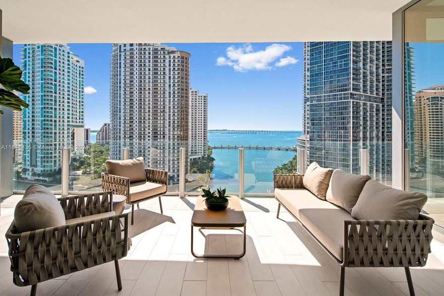 Furnished luxury living in this stunning 15th-floor unit at the Aston Martin Residences. Spanning 3,075 sq ft, this residence features 3 bedrooms, a DEN, and 4.5 bathrooms + Staff room. The property is move-in ready, featuring fully installed curtains and completed closet installations. Enjoy breathtaking direct views of Biscayne Bay. This unit includes two parking spaces. The building offers over 42,000sqft of world-class amenities, including a swimming pool on the 55th floor, a state of the art gym, spa (his& hers), art gallery, 2 Movie theaters, golf practice area, grand community room, Kids room, Billards room, Aston Martin DBX house Car, valet parking, and concierge services. Ideally situated in Downtown Miami, this is an unparalleled opportunity for sophisticated living. Easy to show