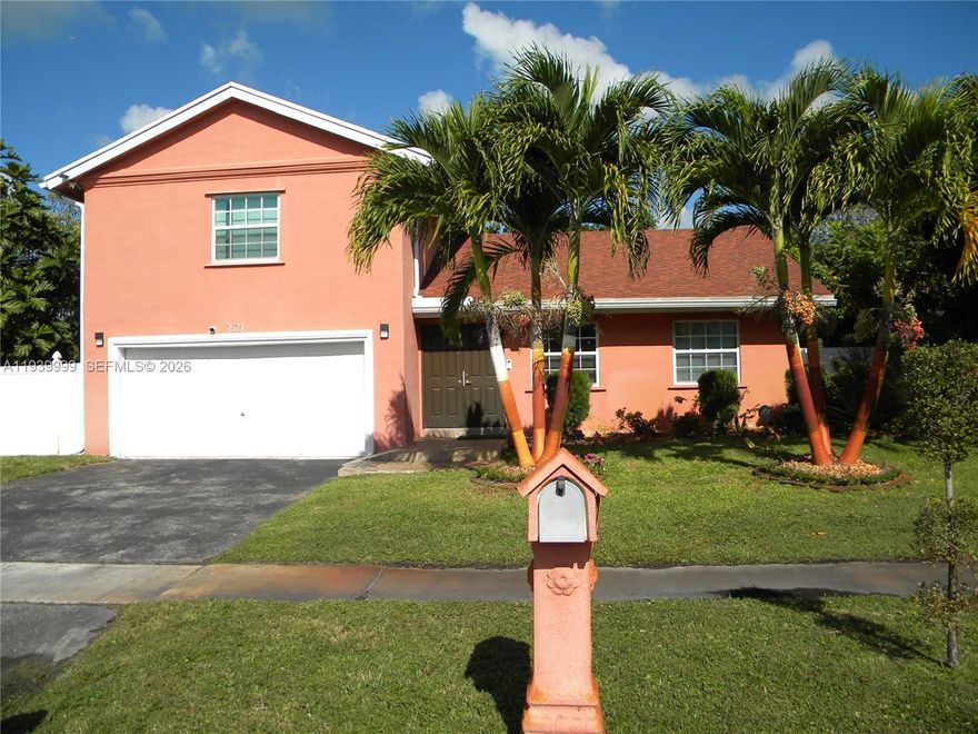 This beautiful 5 bedrooms and 3 baths is located in a charming and a quiet and a very friendly neighborhood . The roof has been replaced in 2022 with new impact windows , new Vinyl fences , new water heater, water sprinkler installation . New laminate floor downstairs, upstairs and the stairs have been redone so is the kitchen with a marble counter top . This is House is located on a corner lot and fenced with boat, caravan access . Lots of rooms for a pool with lots of exotic fruits like Sour Sop, bread fruit , different types of bananas. Too many to describe !