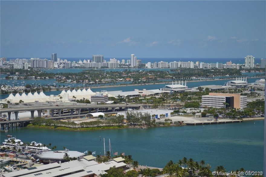 Upgraded Corner unit with Extra wide balcony space offering Water & Skyline views.  This unit is NOT like the rest in the building.  It is a true 2 Bedroom/2 Bath that has been 100% completely finished.  Upgrades include finished ceilings, lighting, closed in private Bedrooms & Wood Floors.  Condo permits 12 rentals a year/30 day minimum stay.  The Loft 2 is positioned in the center of Downtown Miami with all the great places to visit right downstairs.  The community offers lots of great amenities like : Roof top Pool, Ground level lap pool with cabanas and outdoor kitchen area, Huge gym with water views, Billiards, Jacuzzi, Sauna, Party room, 24 hour security and on site mgmt.  HOA fee also includes Cable & Internet.