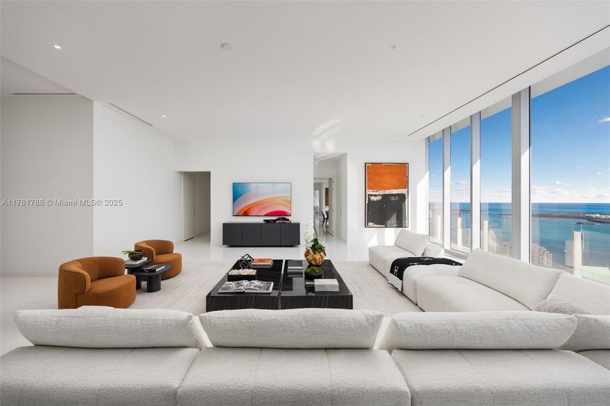 Perched on the 57th floor, this 13,035 sq. ft. penthouse is the ultimate expression of luxury. Featuring Bertolotto doors, Buthaup cabinets, and Gaggenau appliances, every detail is designed for elegance. Enjoy 360° views of Biscayne Bay, the Atlantic, and Miami’s skyline from your private in-unit pool. This 5-bedroom, 5-bathroom masterpiece also boasts a gym, night bar, butler’s pantry, and expansive terraces.
The Aston Martin Residences in Miami redefine luxury with 391 bespoke homes in a 66-story sail-shaped tower. Offering an infinity pool, spa, fitness center, superyacht marina, and helicopter pad, it embodies Aston Martin’s elegance and performance, delivering an unmatched waterfront living experience.
*Floor Plan in attachments.