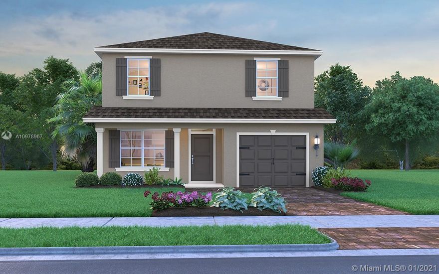 Two story single family home 4 bedrooms 3 bathrooms, one car garage,  Loft second floor, large Bedroom 1, tile through out common areas, one bedroom downstairs. BRAND NEW HOME! CALL FOR A TOUR AND MOVE IN SPECIALS- Restrictions may apply *Pictures, photographs, features, colors and sizes are approximate for illustration purposes only and will vary from the homes as built.  These photos are not of the actual home but are similar to the home being built.