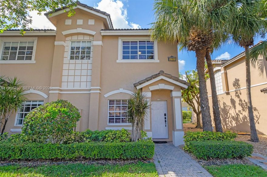 Fully remodeled 3-bedroom, 3-bath corner residence in the gated Las Brisas community in Doral. This spacious 1,420 sq ft ground-floor unit offers single-level living with wood floors throughout and a modern kitchen featuring custom granite countertops, backsplash, and Samsung stainless steel appliances. Renovations include new bathroom, new water heater, new A/C inside and Outside, new water filtration system and new home network poe system. 
Bright open living areas lead to a private, fenced patio with extra storage. Enjoy resort-style amenities including a pool, tennis courts, gym, playground, internet and cable. Prime location near A+ schools, parks, shopping, dining, and major highways. Move-in ready and impeccably maintained.