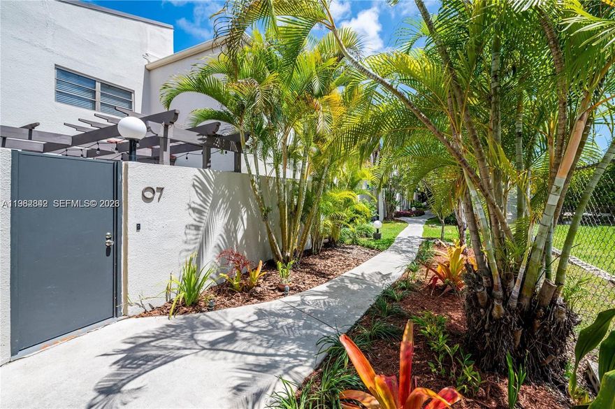 This large & beautifully renovated Oasis Townhome boasts a highly desirable Glenvar Heights address. Just a few blocks from the Coral Gables Country Club district, the University of Miami, Tropical Park & Barnes Park, the thriving strollable heart of South Miami, the Palmetto Expy & more. Let’s talk space! The generous open floorplan imparts an airy, calming ambiance that enhances the large and bright living spaces, while the off-set layout creates a distinct and aesthetically pleasing separation of rooms. Sliding glass doors lead from the sunny modern kitchen and from the living room to a private walled patio, while the bedrooms give way to Juliet balconies. New appliances & air-conditioner. Updated primary bath.  Impact Glass. Gated community w/2 pools + plenty of green space.