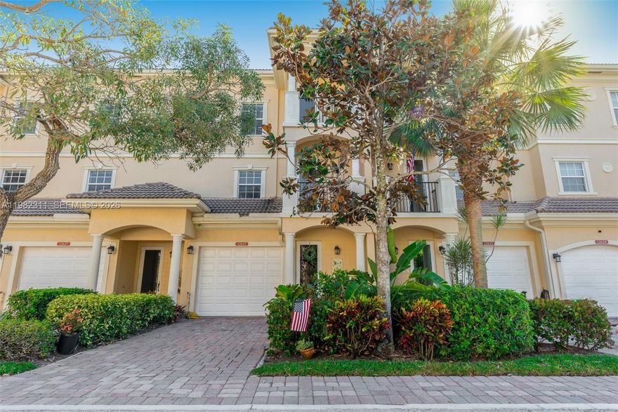 This spacious 3-bedroom, 3-bath residence is located in the gated community of Tranquility, which backs up to a serene nature preserve. The unit features a private elevator, vaulted ceilings, walk-in closets, and an open balcony, creating a bright and comfortable living space. The HOA provides exterior maintenance, including the roof, pool, spa, and preserve, offering added convenience and peace of mind. Ideally located close to beaches, restaurants, and shopping.