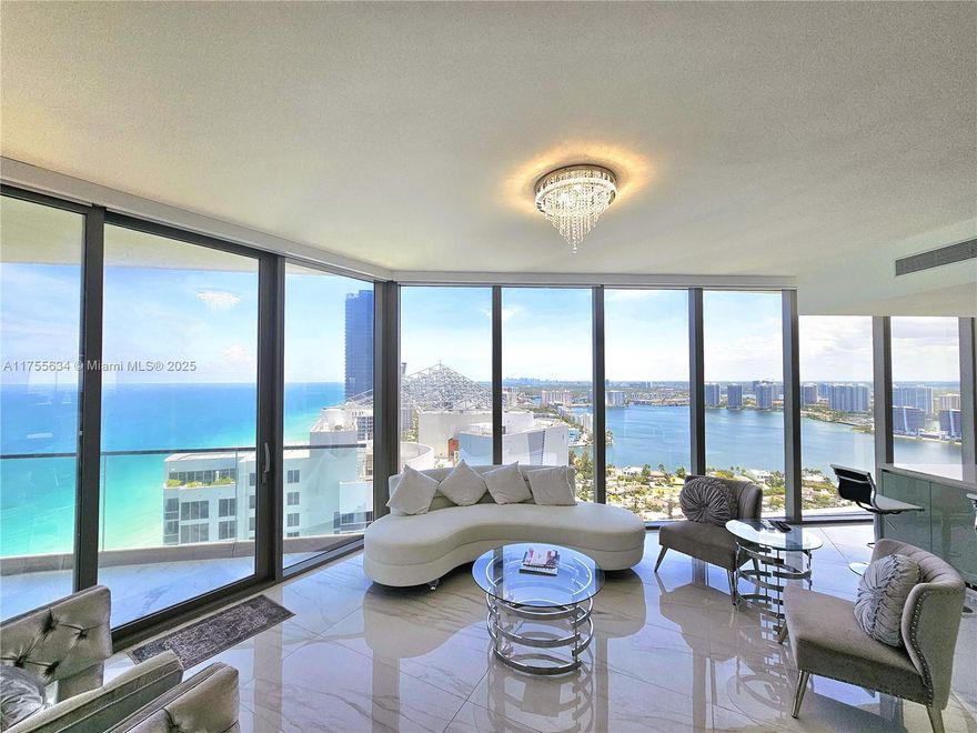 PRIME 04 LINE at the iconic Armani Condominium. Rare 2-bedroom corner luxury unit with most desirable features including panoramic glass walls & breath-taking ocean, bay & city views from every-room! A modern architectural brilliance with a spacious 1661 sqft including a den & marble finished 2-and-a-half bathrooms. Premium white italian flooring, 10 ft ceilings & 2 balconies. Top of the line kitchen appliances including wine cooler & high-performance washer/dryer. Enjoy over 35,000 sqft of 5-star amenities including private restaurant, multiple bars, cigar lounge and wine room. Beach-front yoga/pilates studio, spa, salon and state of the art gym. Resort style pool with beach access & full-service. 24 hour valet & concierge. Very centralized to Miami & Ft Lauderdale areas! Easy to View!