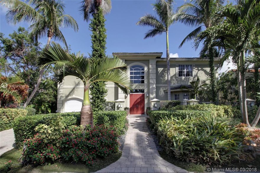 European architecture with an elegant and contemporary interior. Warm and inviting home owned by a renowned 14 Emmy winner. Custom 2002 built in the gated, guarded and private THE MOORINGS located in South Coconut Grove. Enter into a 2-story foyer area featuring a sweeping staircase. Entertain in the enormous kitchen open to the family room with bar area and overlooking the uniquely designed heated pool with spa. Five en suite bedrooms/5 baths, one of which is on the first floor plus a guest bathroom. Upstairs are 4 extra large bedrooms plus an oversized multifunctional room currently used as an office. IMPACT WINDOWS/DOORS & generator ready. The Moorings has a private marina area and a 24 Hr manned gate.