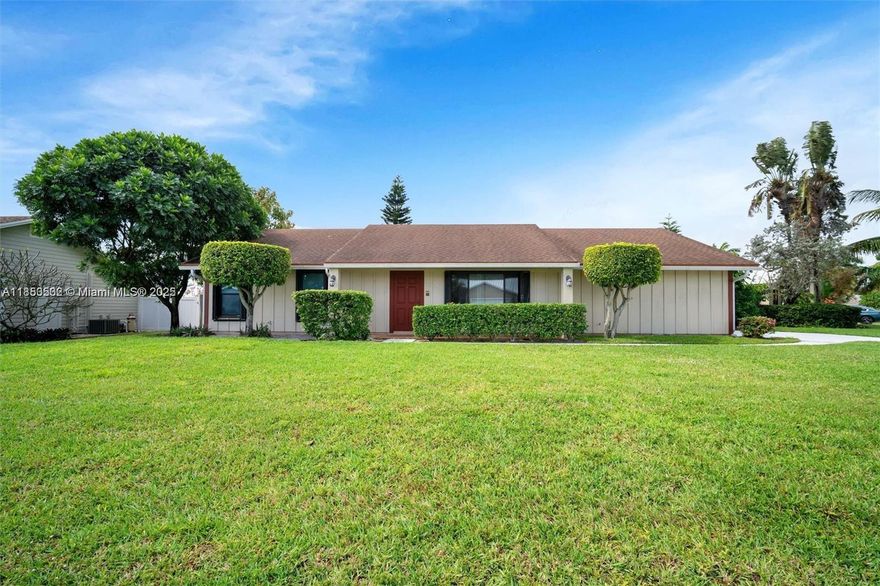 The house features large bedrooms and vaulted ceilings. Renovated open kitchen with granite counters. Large outdoor patio for entertaining with spacious pool. 2 car garage and driveway allows for ample parking. Hurricane shutters for all the windows and doors. Just bring your family and tooth brush to your new home.