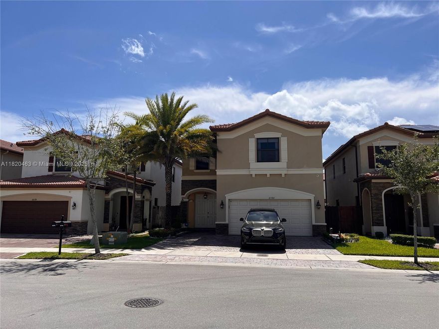 Come see this beautiful 4 bedroom 3.5 bathroom home in exclusive guard gated community. Open Kitchen with granite countertops and stainless steel appliances, large wood cabinets, double wall oven and wine cooler fridge. Breakfast Area, formal dining room and family room in first floor. All 4 bedrooms in second floor. Spacious Master Bedroom and Master Bathroom with tub, separate shower and dual sinks. Laundry Area on second floor. HURRICANE IMPACT WINDOWS. Cameras inside/outside. Custom Made Closets in bedrooms. Elegant Crystal Chandeliers. Private Patio with pavers, fence and gate door. Clubhouse resort style pool and jacuzzi, kids water park,Water filter, gym, party rooms, tennis, and basketball court and playground. Association 24/7 security and maintenance.