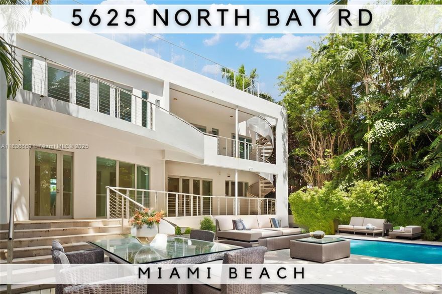 **Price Reduced** Exceptional North Bay Road Residence!
Located in one of Miami Beach’s most prestigious neighborhoods, 5625 North Bay Rd combines modern construction (2008) with timeless potential. Designed with high ceilings, open living spaces, a gourmet kitchen, and elegant en-suite bedrooms, the home offers comfort, privacy, and style. Lush landscaping surrounds an oversized pool and generous outdoor entertaining areas. With a new roof (2022) and one of the lowest price-per-square-foot values for newer construction on North Bay Rd, this is an incredible opportunity to refine or create your dream home.
