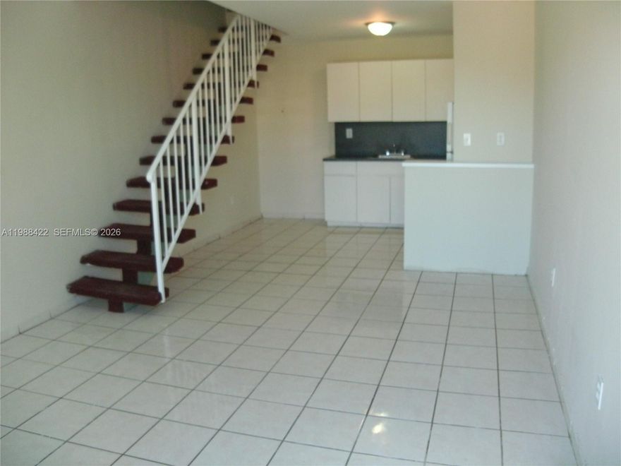 Spectacular townhouse 1 bedroom 1 bath unit! The first floor features a spacious living area, dining area next to the kitchen. On the second floor, you'll find the bedroom with two closets for your convenience with an open balcony and nice size bathroom. Large vertical windows located along the apartment provide great natural lightening. Amenities include picnic area that overlooks the pool, laundry facilities and much more. Centrally located near FIU, Tropical Park, Tamiami Park and the Turnpike. Don't miss this opportunity!