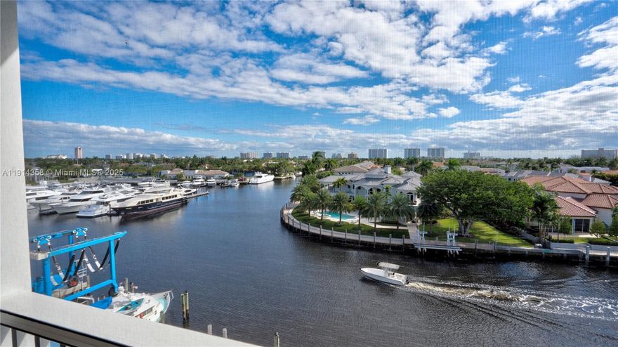 MOST SPECTACULAR VIEWS OF HILLSBORO RIVER, MARINA AND ROYAL PALM ESTATES FROM THIS TOP FLOOR TOTALLY REMODELED UNIT. OPEN KITCHEN WITH SLEEK WHITE KITCHEN CABINETS AND GRANITE COUNTER TOPS. SS APPLIANCES. CERAMIC FLOORING THRUOUT. UPDATED BATHROOMS.  FURNISHED WITH HIGH END FURNITURE AND TURNKEY. EXTRA SPACIOUS PATIO WITH ROLLER DOWN SHADES WHERE YOU CAN ENJOY THE BOATS PASSING BY. HURRICANE IMPACT WINDOWS AND SLIDING DOORS. ELECTRIC BLINDS IN MASTER BED. TANKLESS WATER HEATER.  BOAT DOCKAGE WHEN AVAILABLE, COVERED PARKING, PLENTY OF GUEST PARKING, HEATED POOL. BUILDING HAS PASSED IT'S 40 YEAR CERTIFICATION. ALL SPECIAL ASSESSMENTS PAID. FIBER OPTIC CABLE AND INTERNET INCLUDED IN MAINTENANCE FEE. WALKING DISTANCE TO THE AWARD WINNING 'BLUE WAVE' DEERFIELD BEACH, RESTAURANTS AND SHOPPING.