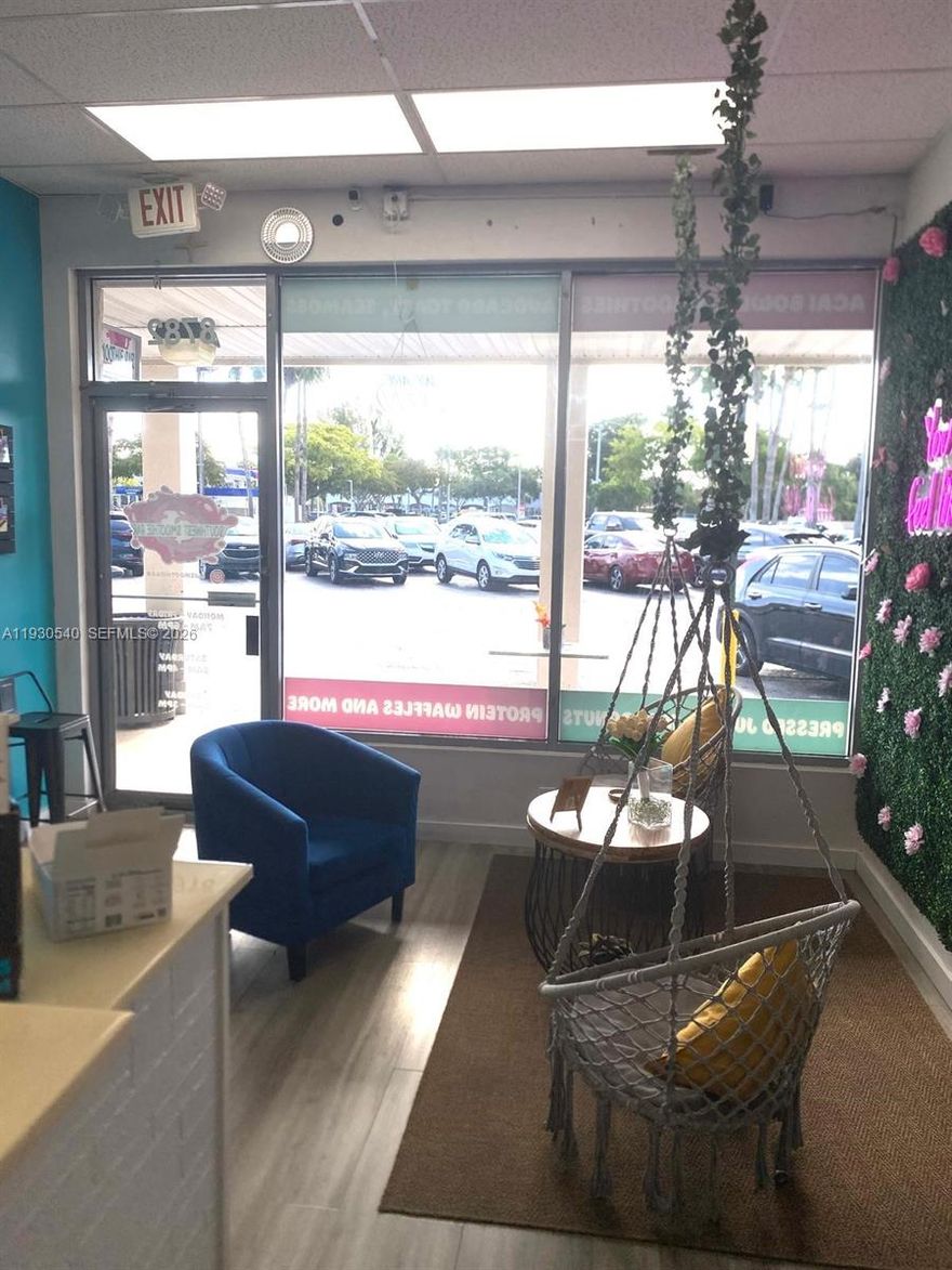 Great business opportunity! Southwest Smoothie Bar is a well-established and thriving concept specializing in smoothies, açaí bowls, waffles, pressed juices, and more. Ideally situated on the highly trafficked corner of 87th Avenue and Sunset Drive within the popular Sunset & 87th Shopping Center, this location offers exceptional visibility, strong foot traffic, and a steady flow of customers from nearby retail and service establishments.

This turnkey operation comes with a loyal customer base, strong community presence, and a prime position in one of Miami’s busiest corridors. Perfect for an owner-operator or investor, this is a chance to step into a proven and successful business with significant potential for continued growth. Fully equipped and ready for immediate operation with trained staff in place.

The business features a modern buildout, efficient layout, and established supplier relationships, allowing for smooth day-to-day operations. Its diverse menu appeals to a wide customer base, including health-conscious consumers, families, and local professionals. There is also an opportunity to expand offerings, increase marketing efforts, and boost revenue through delivery platforms and catering services. With strong brand recognition and consistent performance, this is an excellent opportunity to own a growing business in a prime location.