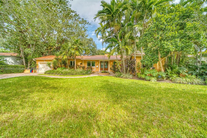 If you want a home with incredible energy this is the one for you. This backyard is inspiring. One story, no stairs, fenced in back yard, gorgeous pool, impact windows throughout, quiet street, walk to miracle mile, walk to merrick park, walk to youth center, not in flood zone, tesla charger already installed, extra refrigerator for add. beverage/food storage, perfect for hosting. Waking up to the view from your primary bedroom is incredible. Split floorplan, 4th bed can easily be used as a guest room/office it's on the other side of the house. Immaculate location.