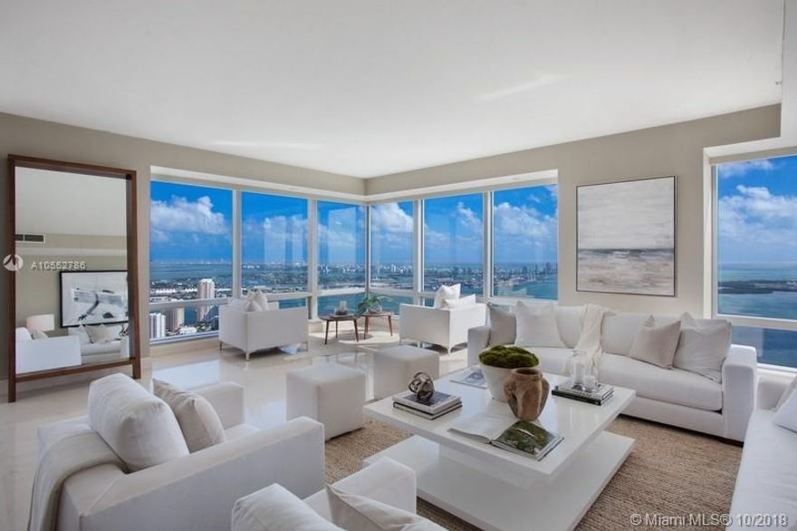 Stunning PH unit offered at the Four Seasons Residences, located in the heart of Brickell Avenue.
A bona fide trophy property; this one-of-a-kind Penthouse is currently the highest floor residence for
sale, south of New York! Features include floor-to-ceiling windows with sweeping views of the bay,
ocean, city and beyond! Complete with high end finishes, expansive LR, formal dining area, chef’s
kitchen, three spacious bedrooms with en-suite baths and a powder room. The Four Seasons is a five
star, world-class condo/hotel that offers 24/7 room service, concierge, security, valet, three pools with
cabanas, spa, restaurant and a 50,000 sq/ft Equinox Fitness club, and
much more!