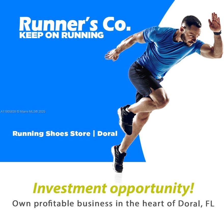 Take advantage of this rare opportunity to own a well-established and highly regarded athletic/running shoe store located in the heart of Doral, FL. This turnkey business is situated at a high-traffic main intersection, offering excellent visibility and easy access for a loyal customer base and steady stream of walk-in traffic.

The store specializes in premium running and athletic footwear, catering to fitness enthusiasts, athletes, and casual customers alike. With strong brand recognition, a curated selection of top-name brands, and a reputation for exceptional customer service, this business has built a solid foundation and consistent revenue stream.