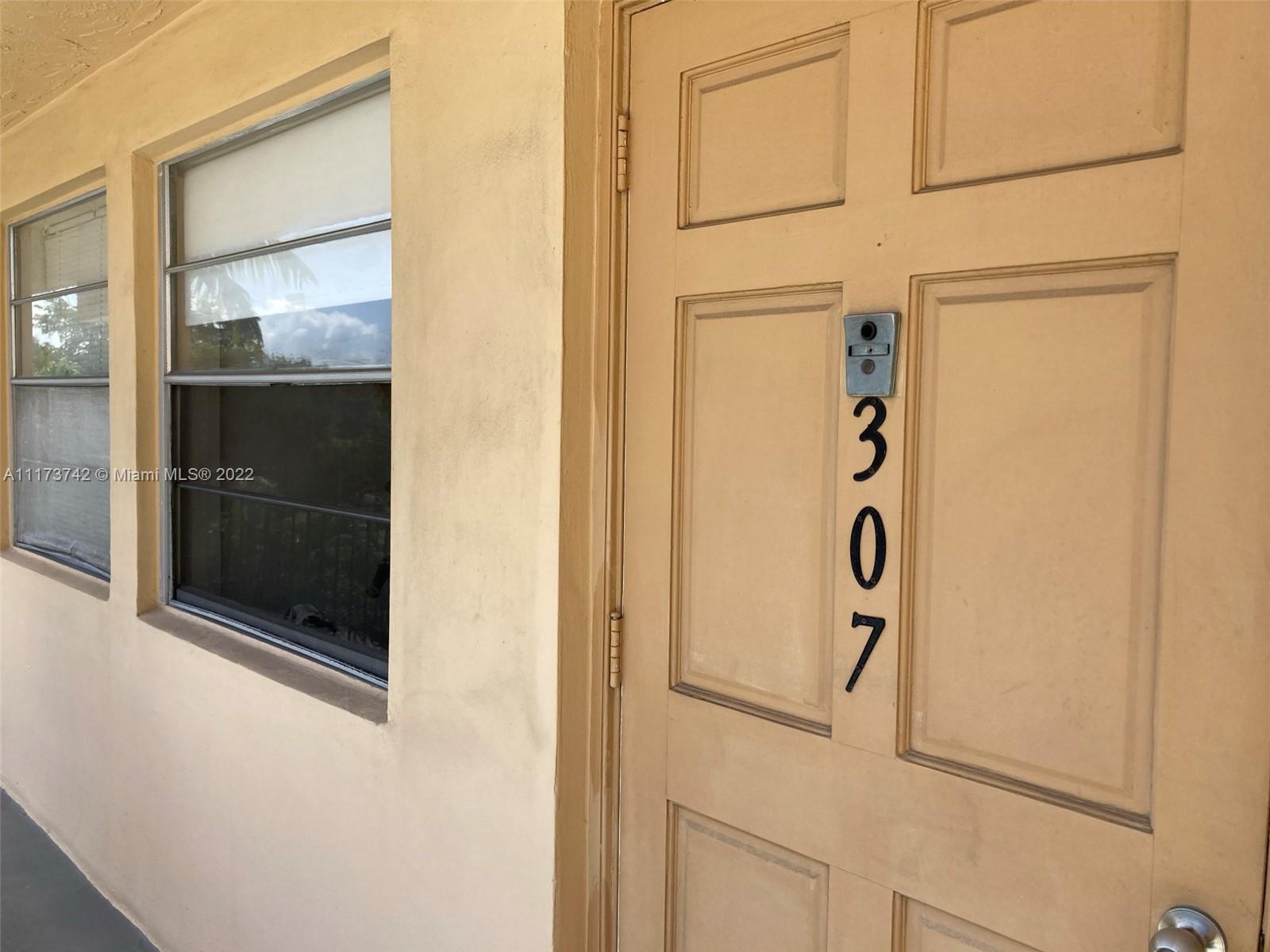 Spacious sunny 1/1 Condo, with new ceramic tile floors throughout, new AC unit. 55+ community, fully furnished with sleeping sofa in living room. Large closet in bedroom. Sale include all furniture, accessories, décor, cookware and even linen. Within walking distance of downtown Hollywood & Beach & the famous boardwalk. Low maintenance fee. Clubhouse w/BBQ and heated pool. Very friendly community. No Pets. Passed the 40 years inspection, very well maintained. RENT RESTRICTION: No rent first year owned, thereafter min 2 mos. no more then 10 mos. & only once a year. All information deemed reliable but not verified, must verify with assoc. 1 assigned parking space. FIRPTA