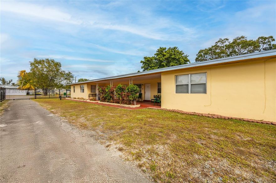 Rare Investment Opportunity in the Heart of Miramar! This property is over 14,000 sf and features a layout of four separate units: a spacious 2 bed/2 bath unit, two cozy 1 bed/1 bath units, and one 2 bed/1 bath unit. Each unit has a separate electric and water meter. Tenants pay all utilities. Roof replaced in 2023. Iron gate installed in 2023 for added security. Minutes from major highways, shopping, schools, and parks. Please do not disturb tenants. Showings by appointment only.