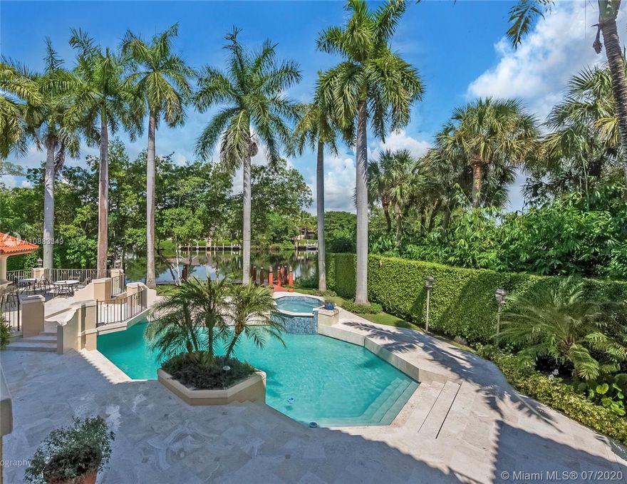 Located in the exclusive and gated community of Cocoplum this luxurious waterfront estate is the best that Cocoplum has to offer. The Mediterranean style home is nestled on a 26,449 sf lot. The home offers 10,009 sf of living space including 6 beds and 5/1 baths. The Master Bedroom boasts an inviting sitting area, large walk in closets and master bath. Highlights include a fireplace in the living room, separate office, beautiful spiral staircase and open balconies. The exquisite backyard is perfect for entertaining with an inviting pool and a 45 ft dock sitting on one of the widest parts of the Coral Gables Waterway.