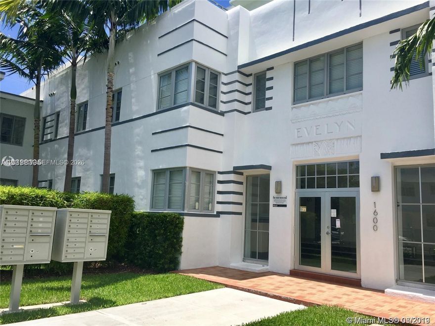 Charming corner residence in the iconic Evelyn Condo, a boutique Art Deco gem in the heart of South Beach. This bright and spacious 1-bedroom, 1-bath unit features high ceilings, abundant natural light, and a desirable corner layout overlooking lush garden views. Ideally located just steps from Lincoln Road, Flamingo Park, world-class dining, cafés, shopping, nightlife, and the beach.

The building offers reserves and recent improvements, including a new roof, exterior upgrades, and full termite tenting, with special assessments already paid by the seller. Perfect as a primary residence, vacation retreat, or investment property in one of Miami Beach’s most walkable and vibrant neighborhoods. A rare opportunity to own classic South Beach charm with strong long-term value potential.