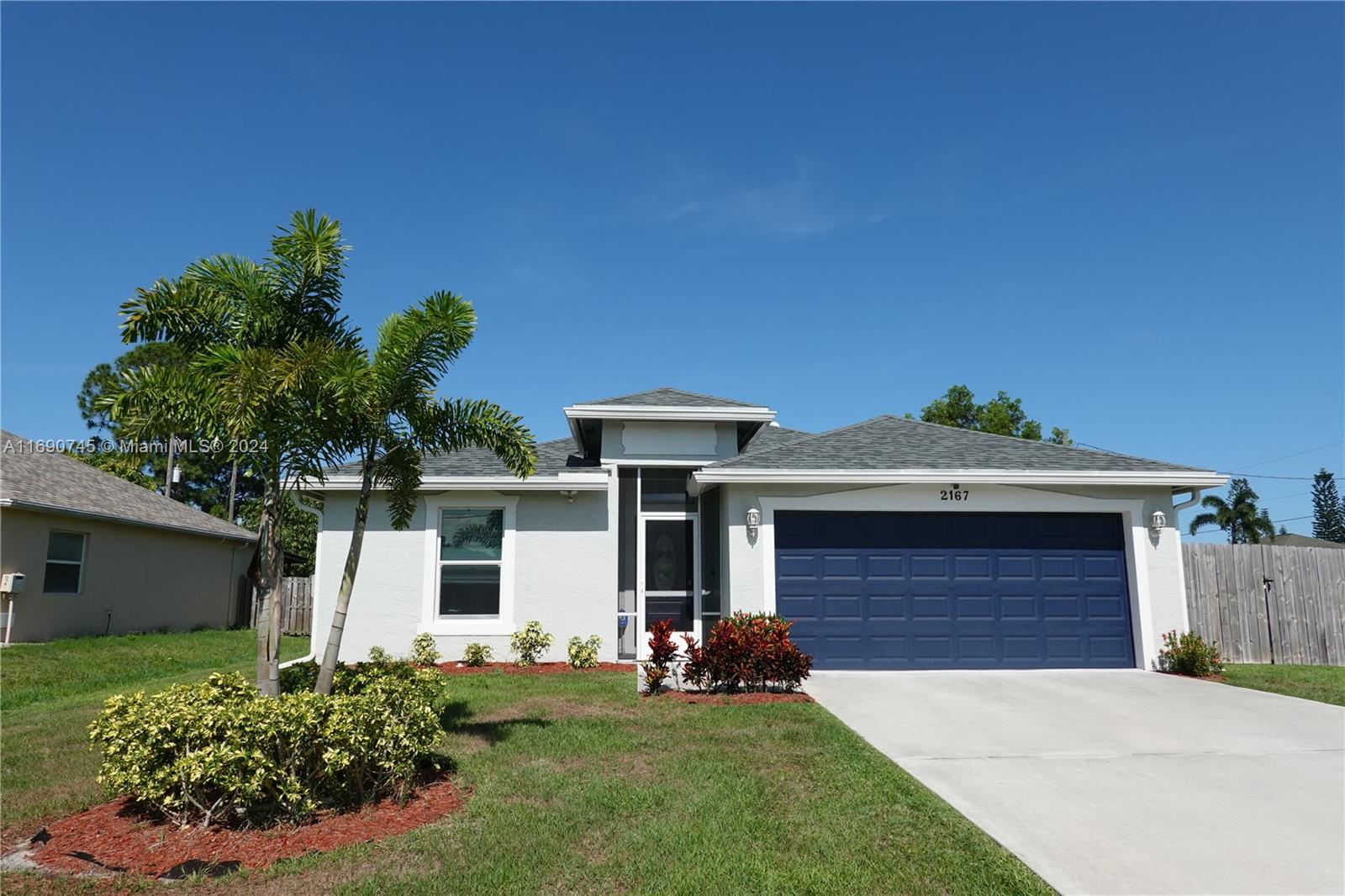 Live your Best Life on Best Street! This 3/2 open-concept ranch style home sits on a large lot and offers: ceramic tile floors, crown molding, motion sensor lights, screened patio, fenced back/side yard, and for optimal safety and comfort, impact windows and doors. Spacious Primary Bedroom features 2 walk-in closets, Primary Bath features separate tiled shower, soaking tub, and separate vanities/sinks. Bright, open Kitchen includes LED lighting, wood cabinets, granite countertops, stainless steel appliances, snack bar & breakfast nook. Separate dining room area. Indoor laundry room with full size washer/dryer. 2 car garage with garage side-door, and other upgrades. Underground electric wiring to the home. Quiet, safe area near Botanical Gardens, Beach, Shopping. Built in 2019, No HOA.