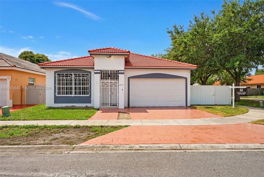 Very Nice house in Miami Lakes 2 Car garage. Corner lot side yard is wide.  Brand new tile roof.  House has a big kitchen, family room, and Great Master bedroom.  Shows Great.  Please call the listing agent for more details.
