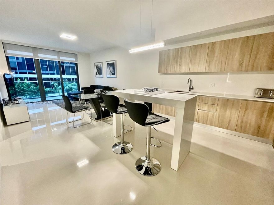 ONLY Fully furnished and equipped 1 Bedroom + Den / 2 full Bathrooms in the desirable Aventura Park Square. Very large Private Balcony, Floor to Ceiling Windows, European Style Cabinetry, Porcelain Floors, Premium Stainless Steel Appliances, Full-Size Washer/Dryer, Walk-in Closet, 24-Hour Security Front Desk, 5th Floor Amenity Deck, Sunrise Pool, Fully Equipped,Fitness Center, Multi-Purpose Social Room Enjoy the best amenities and live.  It is the only project in Aventura that combines the very best of modern luxury living, culture, wellness, and dining. Tenant occupied until April 15,2026. Unit available from April 16, 2026.  Please, call listing agent directly to schedule.