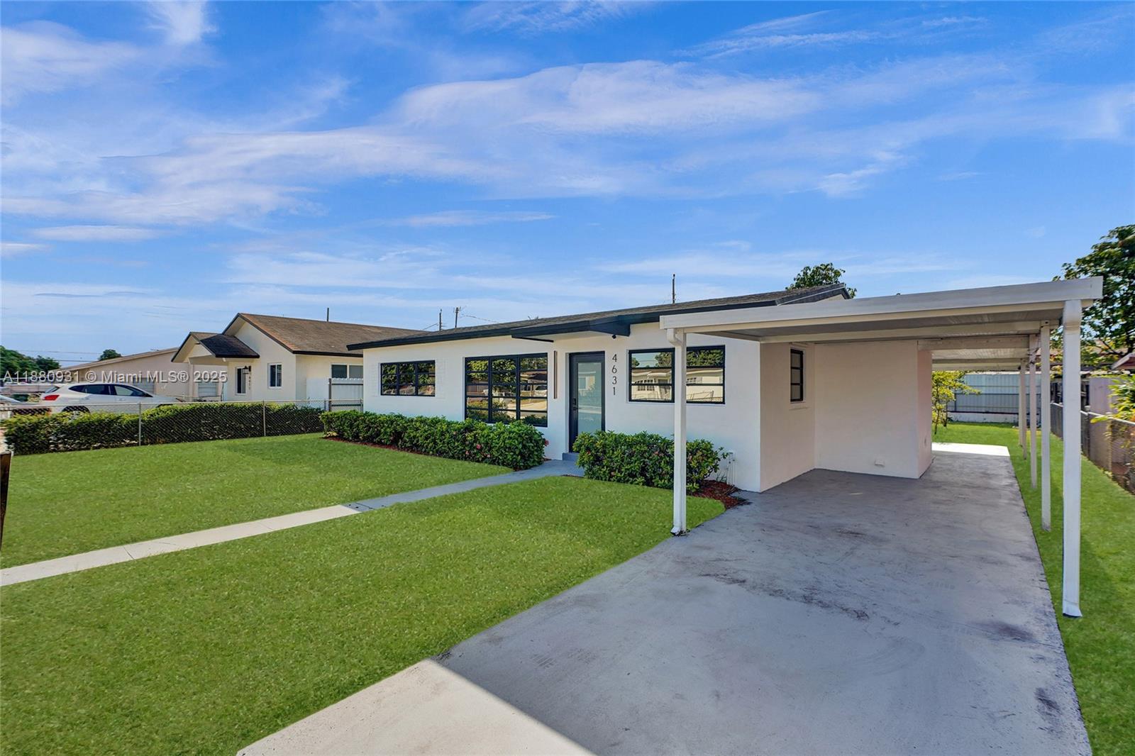 Situated right by the prestigious Hialeah 49th Street, with 3 spacious bedrooms and 1.5 stylish baths, this elegant residence sits on a concrete slab foundation, eliminating any potential crawl space issues. It blends comfort and sophistication with modern finishes, designer lighting, and luxury flooring. The gourmet kitchen shines with high-end stainless steel appliances, perfect for enjoying everyday living. Relax under the stars in the generous patio/backyard. Fully enclosed with a metal fence offering ample parking with direct street access, ideal for RVs and boats. The City has just redone street asphalt, parking, sidewalks and approaches of the whole neighborhood. This home truly has it all; full of charm and style, fall in love at first sight. Schedule your private tour today
