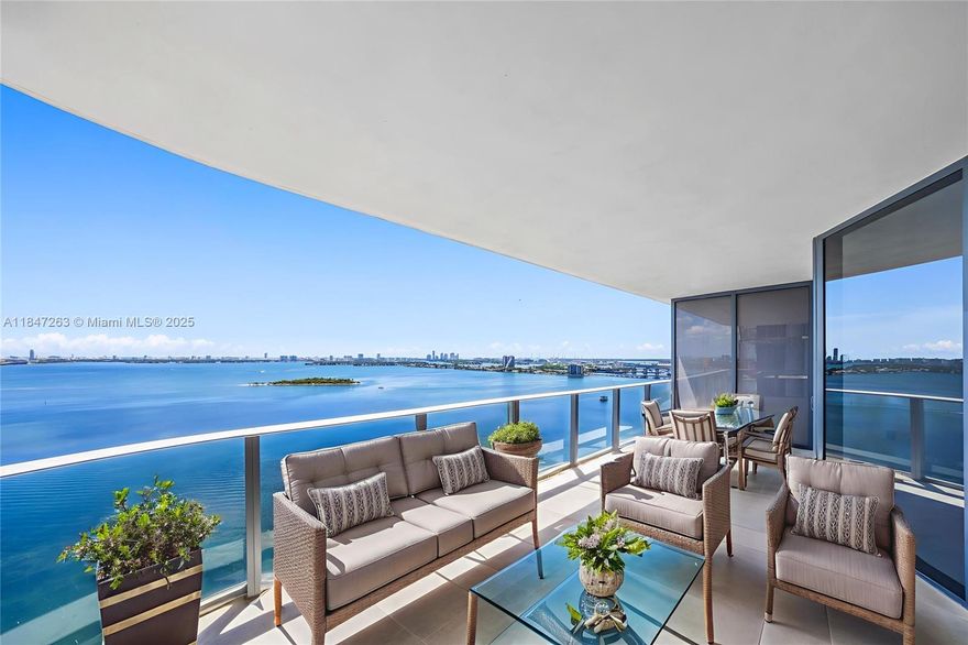 Decadence defined in this glass-wrapped, 2,978 sqft corner sky residence with private elevator foyer, a Staff Room, and Den for Office or guest suite. Gallery-like direct, unobstructed ocean views over Biscayne Bay. Delight in culinary escapades in the chef’s kitchen with premium appliances and oversized island perfect for entertaining. Elevate daily life with 2 acres of exclusive world-class amenities: 3 pools, sauna, steam and massage rooms, game room, gym, children's room, conference center, putting green, tennis/basketball/pickleball courts. Walk the waterfront to the opera, ballet, theater, museums, concerts, and games. Minutes from: Wynwood (2), Midtown (3), Design District (4), Downtown & Brickell (5), Miami Beach (6). Walk to Whole Foods or 2 min to Trader Joe’s. Accepts Crypto.