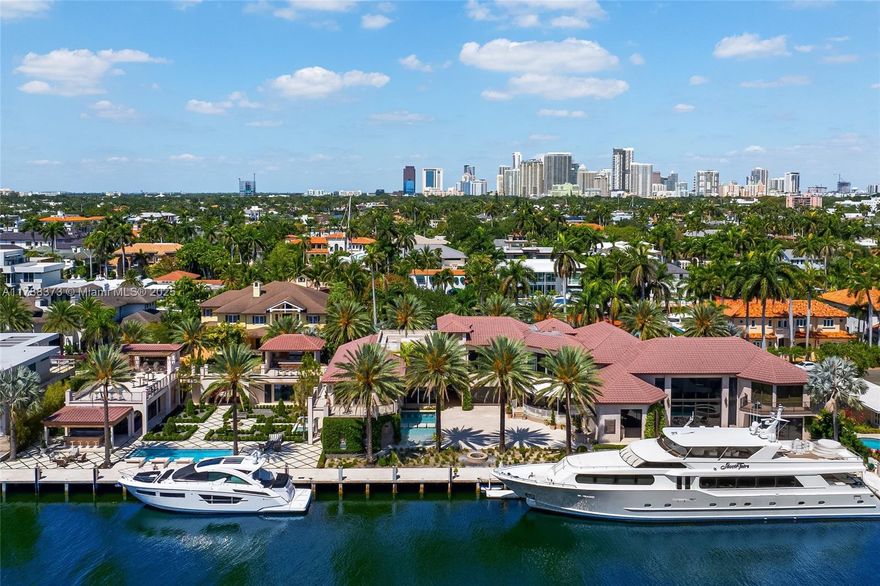 Welcome to Villa de Palma—an iconic waterfront masterpiece crafted for the elite. Spanning over 15,000 sq.ft. with 300 ft of pristine water frontage, this estate boasts 8 en suite bedrooms, 2 primary suites with spa-inspired baths—one adorned in rare Fijian stone— a garden suite, & 2 private cabana rooms with luxurious baths. Step into soaring double-height ceilings & floor-to-ceiling windows in the grand living spaces. Entertain across 8 elegant bars flowing through indoor & outdoor areas, a wine cellar, second-story terraces, & a rooftop sun deck, even Swarovski crystals shimmer under the stars. Indulge in 2 swimming pools, a lounge pool, 2 hot tubs, fire pit, Saharan-style relaxation room, private gym, library/study, outdoor amphitheater, & expansive al fresco entertaining areas.